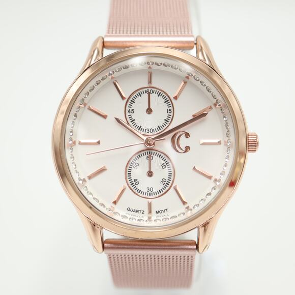 2x Charming Charlie Women's Watches Metal Mesh Faux Leather w New Battery - Picture 4 of 15